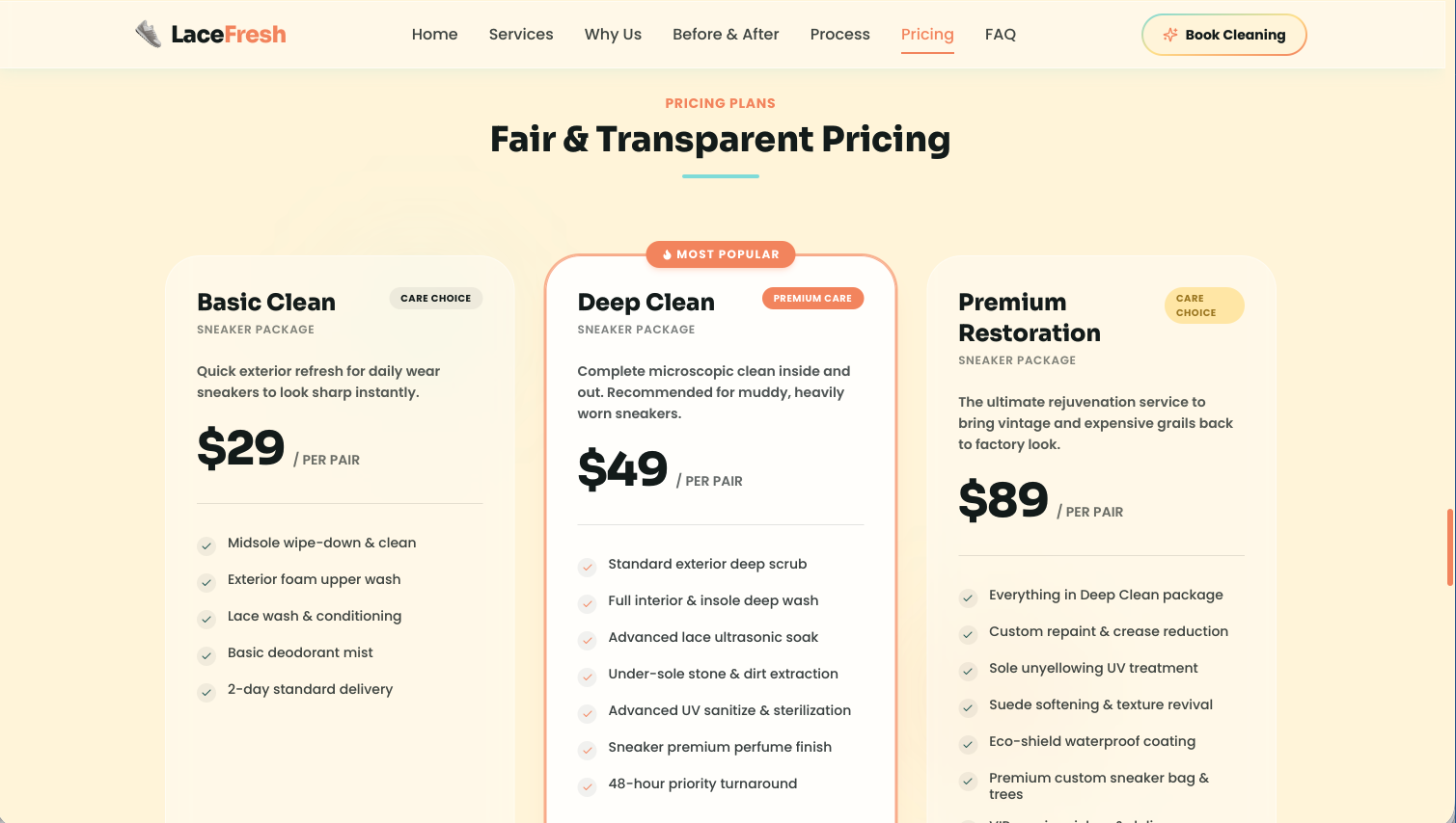 LaceFresh — Premium Sneaker Cleaning Service Platform